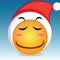 blushing emoticon with santa hat. Vector illustration decorative design