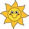 Blushing sun emoticon outline illustration