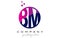 BM B M Circle Letter Logo Design with Purple Dots Bubbles