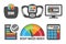 BMI Body Mass Index Calculation Gray Illustration Icon Set with BMI Machine,  Scale Measuring and Health, BMI Calculator Icons