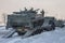 BMP-3 infantry fighting vehicle drives onto a trailer