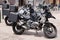BMW 1200 GS two adventure motorcycle bike parked in street with text sign and brand