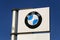 BMW car company logo in front of dealership building on March 31, 2017 in Prague, Czech republic