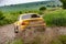 BMW race car on a rally track near Chernivtsi, Ukraine in the summer of 2019. Back view