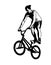 Bmx bicyclist performing stunt tricks - sketch artwork