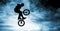 Bmx bike over blue sky background.