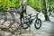 BMX bike parked in forest park