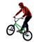 BMX rider cyclist cycling freestyle acrobatic stunt isolated white background