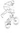 Bmx stunt cyclist line art