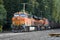 BNSF empty coal train waits at Scenic in the Cascade Mountains