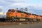 BNSF freight train in Seattle in evening light