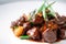 Bo Luc Lac, Vietnamese stir-fry dish made with beef, garlic, onions, AI generative