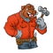 Boar cartoon mascot.handyman