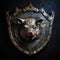 Boar\\\'s Defiance: Medieval Shield Emblazoned with a Fierce Boar Head