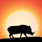 Boar silhouette at sunset vector illustration