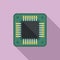 Board cpu icon flat vector. Digital microchip