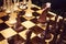 Board game, chess player hand about to play,