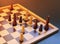 Board game of chess. Wooden chess pieces are located on a chessboard. Concept logic, strategy