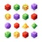 Board game dice. Role playing different sided game dice collection, family gaming and casino gambling pieces of various