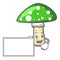 With board green amanita mushroom character cartoon