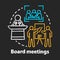 Board meetings chalk concept icon. Conference, seminar, business training idea. Corporate presentation. Teamwork, team