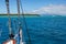 On board of a yacht heading Green Island during a sunny day, Queensland, Australia