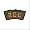 Board of zoo in cartoon style. Animals park banner. Wooden billboard of gateway