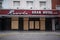 Boarded up hotel entrance during quarantine. Closed three-star hotel during  coronavirus pandemic