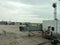 Boarding Bridge on the tarmac of an airport. Jet aircraft docked at the gate.