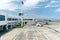 Boarding bridge and Tarmac at Amami airport in Amami Oshima, Kagoshima, Japan