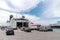 Boarding on ferry in the passenger port of Piraeus.