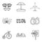 Boarding school icons set, outline style