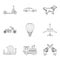 Boarding school icons set, outline style