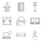 Boardinghouse icons set, outline style