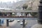 Boardwalk of Barranco, Lima, Peru. View of the bridge that overlooks the ocean.