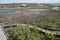 The Boardwalk in Big Lagoon State Park overlooking the recreation center at Big Lagoon State Park in Pensacola, Florida