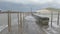 Boardwalk completely empty on a rainy autumn day