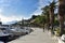 The boardwalk in the harbor at Brela. The Makarska riviera in Croatia is famous for its beautiful pebbly beaches and crystal clear