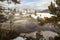 Boardwalk landscape over hot springs at Mammoth Hot Springs, Yellowstone National Park, Wyoming