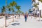 Boardwalk next to the beach at Progreso, a popular beach town near Merida in Mexico