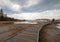 Boardwalk next to Tangled Creek and Black Warrior Springs leading into Hot Lake in Yellowstone National park in Wyoming USA