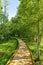 Boardwalk over largest karst lake in Lithuania.