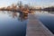 Boardwalk pathway over lake