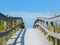 Boardwalk among sea oats to beach in Florida