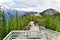 Boardwalk on Sulphur Mountain connecting Gondola landing.Gondola ride to Sulphur Moutain overlooks the Bow Valley and the town of