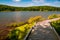 A boardwalk trail encircling Spruce Knob Lake, West Virginia