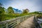 Boardwalk trail in a wetland, at Rivergate City Park, in Alexandria, Virginia.