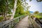 Boardwalk trail in a wetland, at Rivergate City Park, in Alexandria, Virginia.