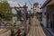 Boardwalks stretch seaward on the clan jetties in George Town, Penang Island, Malaysia, Asia