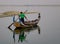 Boat on Amarapura lake at Ubein bridge